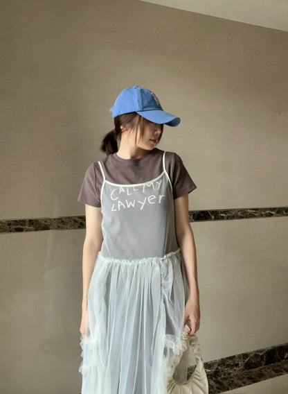 DS3513 細帶紗質長襯裙