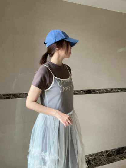 DS3513 細帶紗質長襯裙