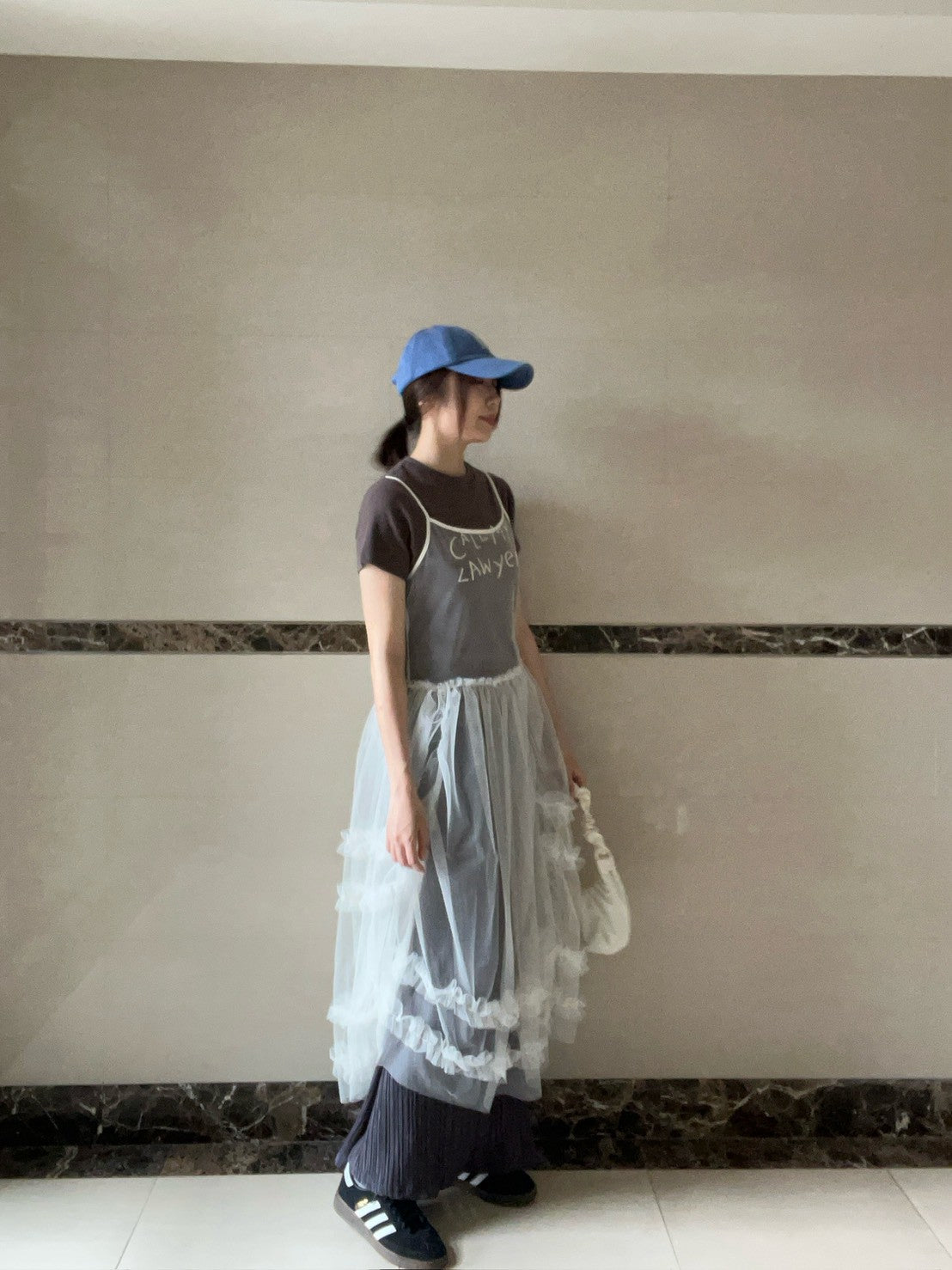 DS3513 細帶紗質長襯裙