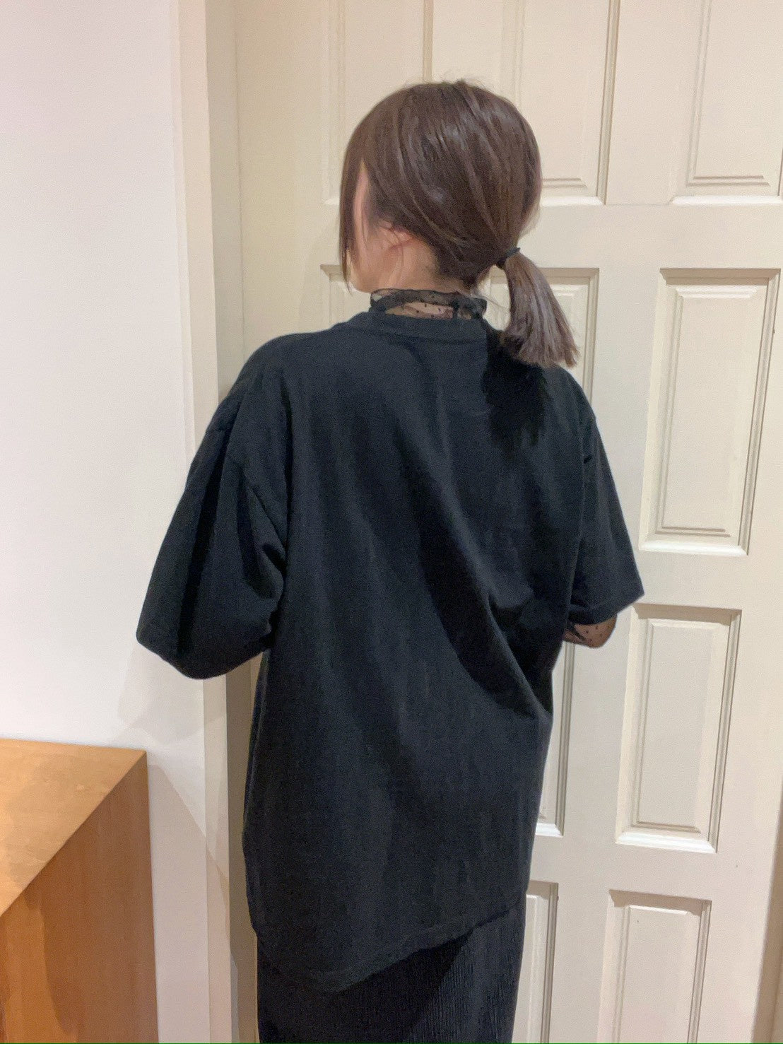 ST4527 點點網紗立領荷葉上衣