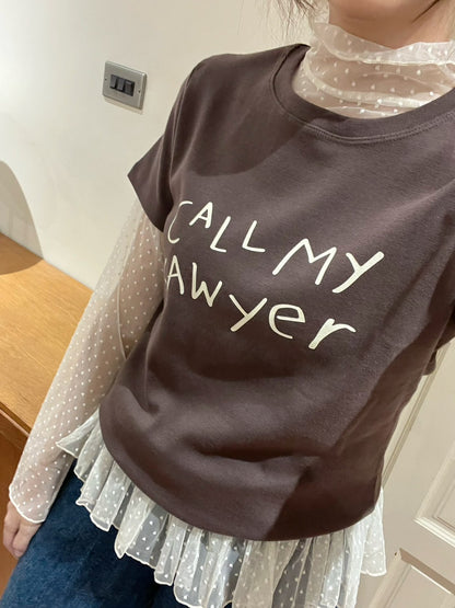 ST4527 點點網紗立領荷葉上衣