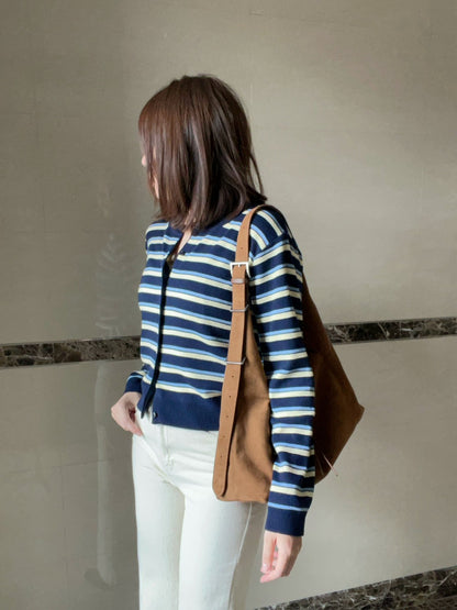 10C201 配色橫條針織外套