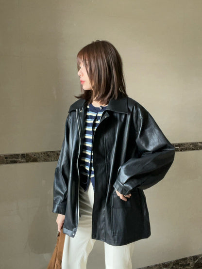 10C201 配色橫條針織外套