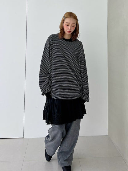 ST4521 圓領橫條寬版棉T