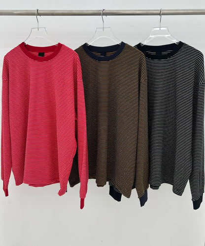 ST4521 圓領橫條寬版棉T