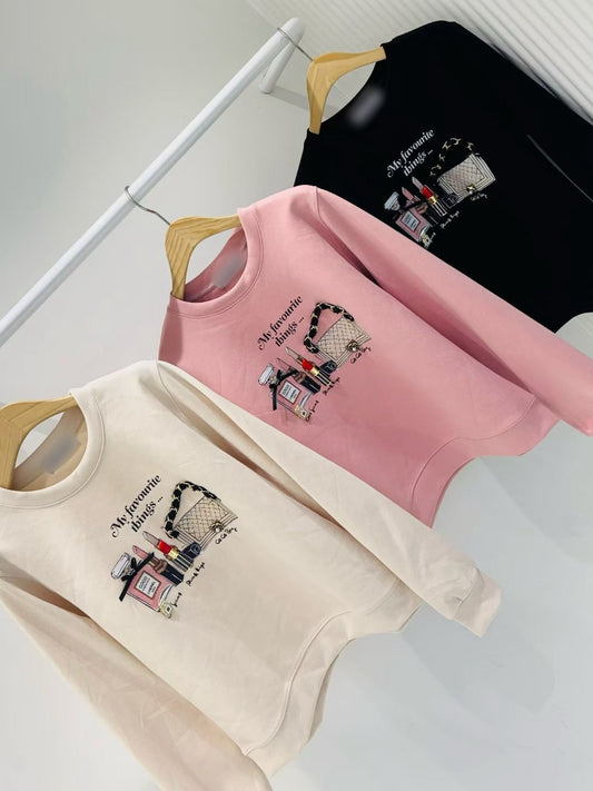 12B116 小香立體別針合版衛衣