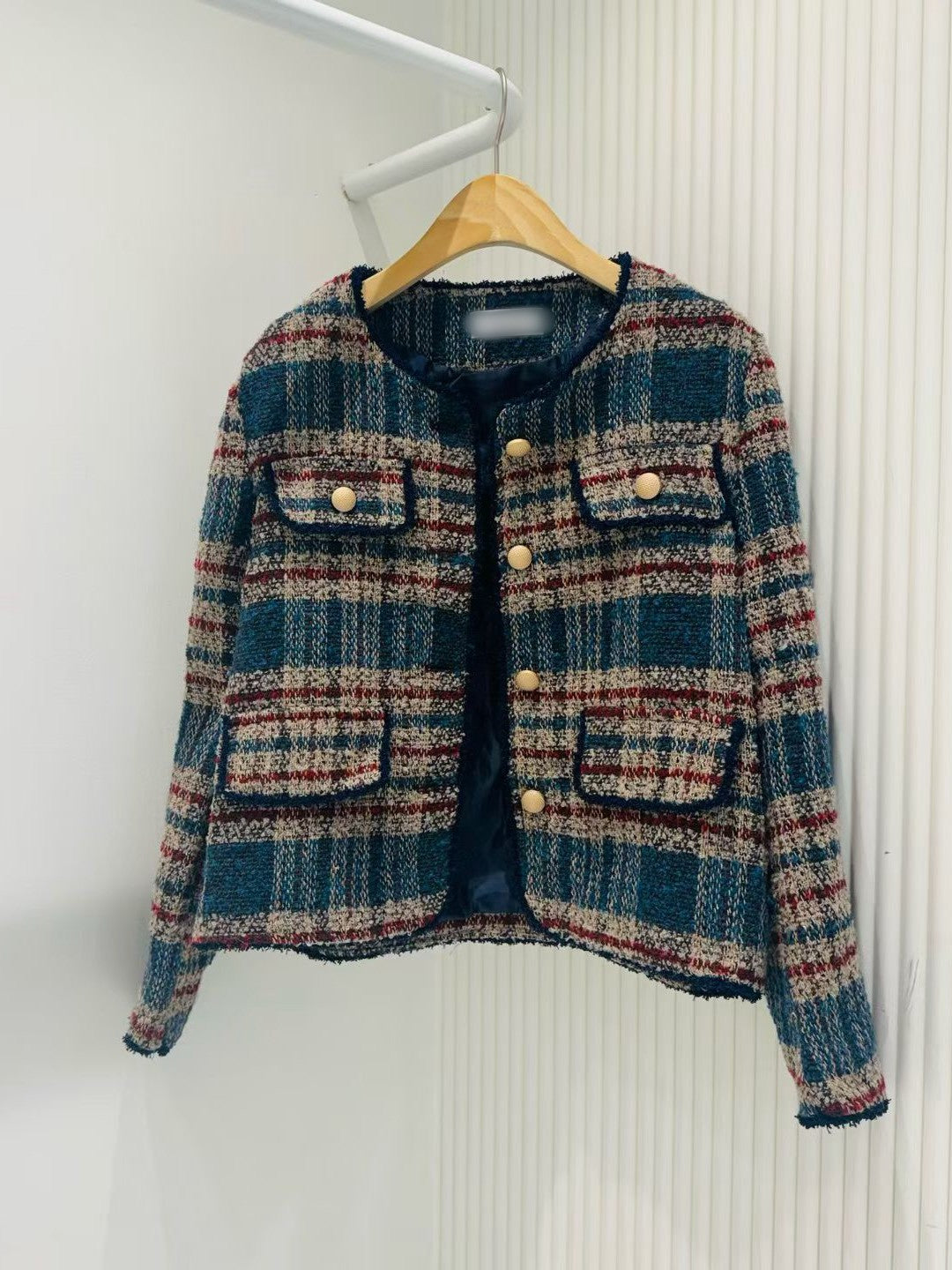 12B108 軟呢格紋小香外套