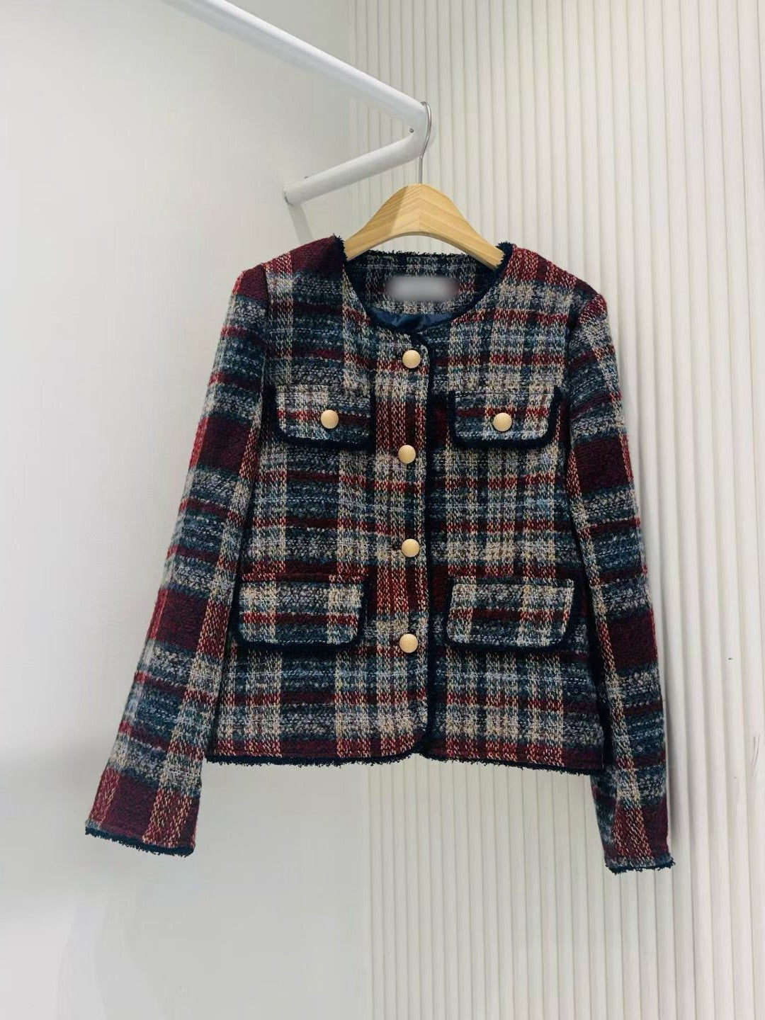 12B108 軟呢格紋小香外套