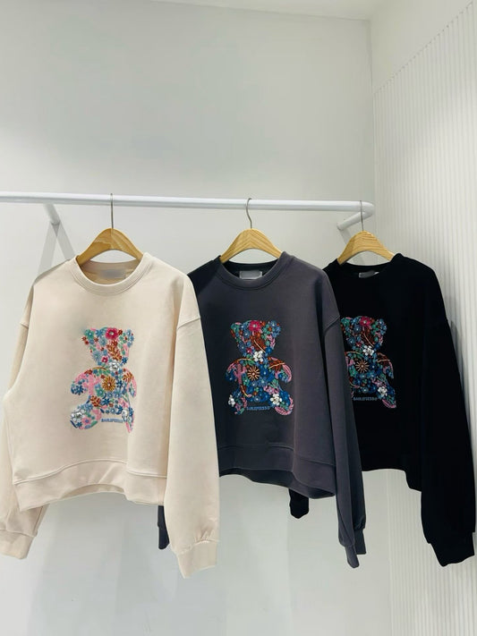 12B107 花朵熊熊合版衛衣