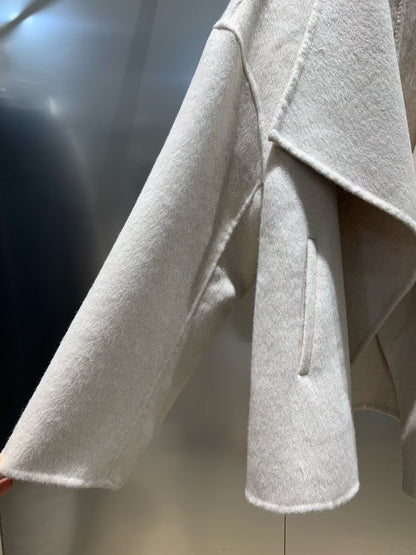 12C308 翻領羊絨手工短大衣(100%羊絨)