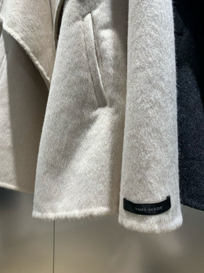 12C308 翻領羊絨手工短大衣(100%羊絨)