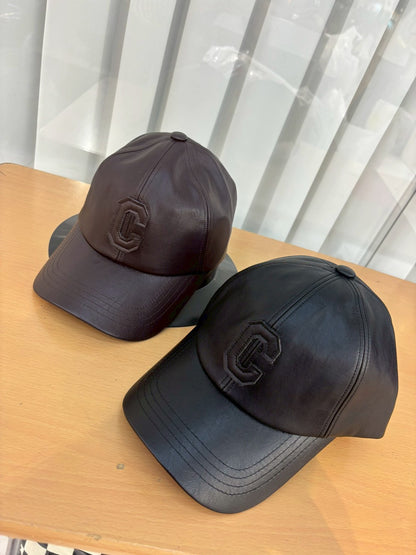 12C202 皮革C字棒球帽