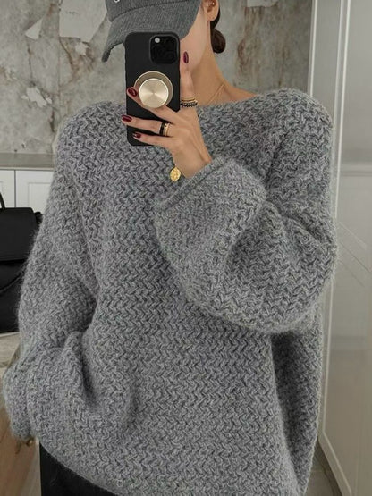 12C309 一字領鬆弛感毛衣(羊毛10%)