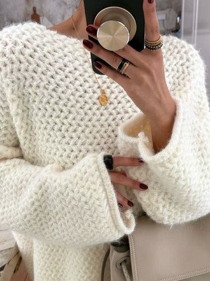 12C309 一字領鬆弛感毛衣(羊毛10%)