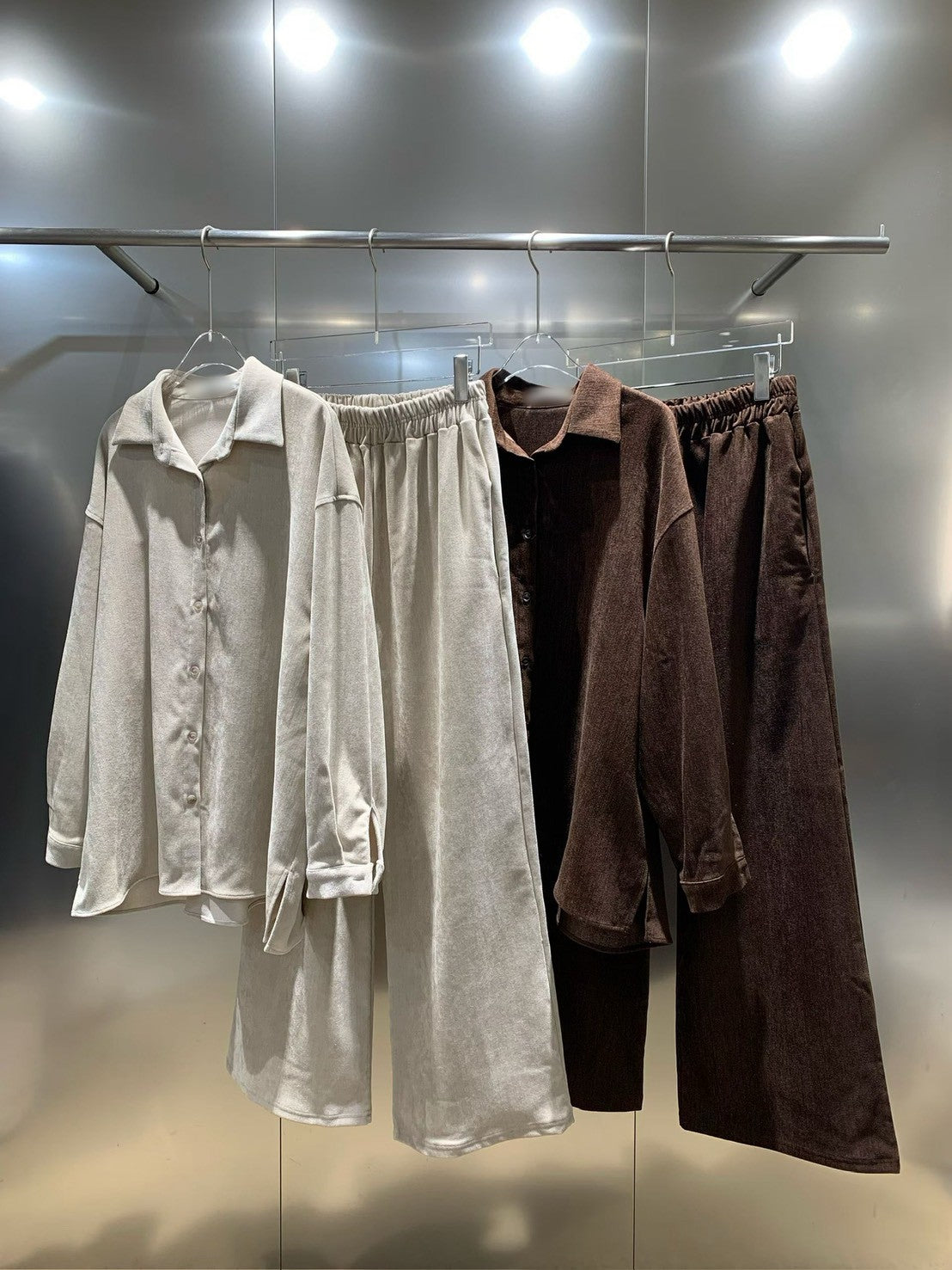 12C305 秋冬款挺料鬆緊腰長寬褲