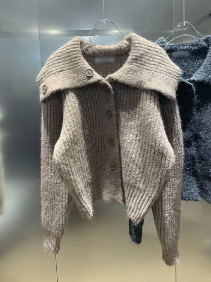 12C303 排釦粗織大翻領毛料外套