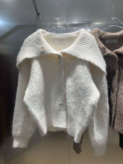 12C303 排釦粗織大翻領毛料外套