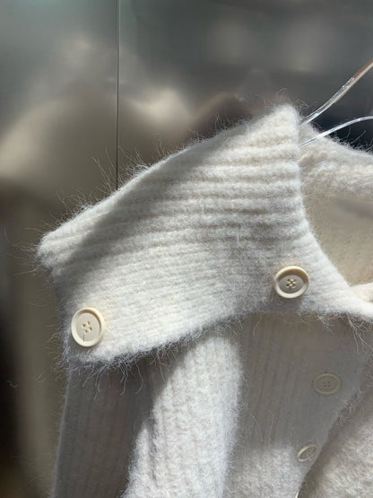 12C303 排釦粗織大翻領毛料外套