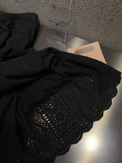 12C302 鬆緊腰蕾絲長裙