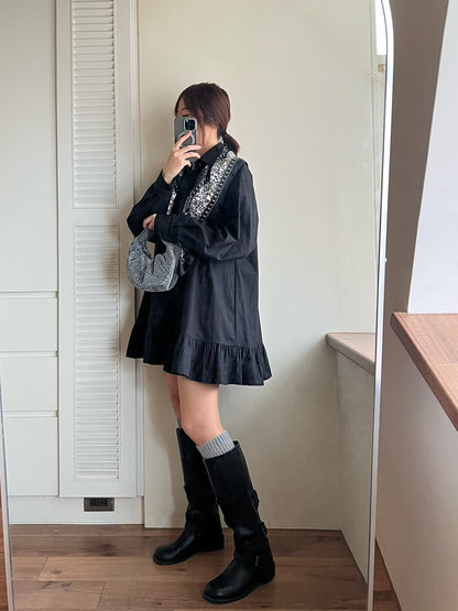 DS3512 下荷葉襯衫洋裝