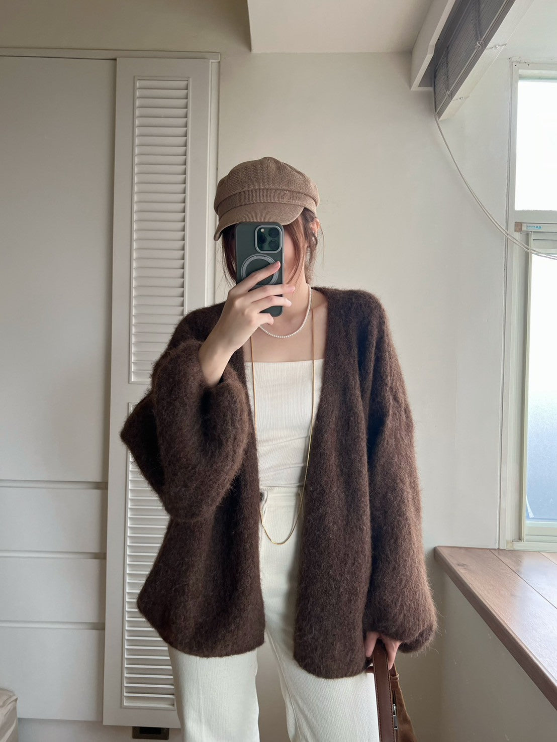 12C301 混色鬆弛感毛料罩衫