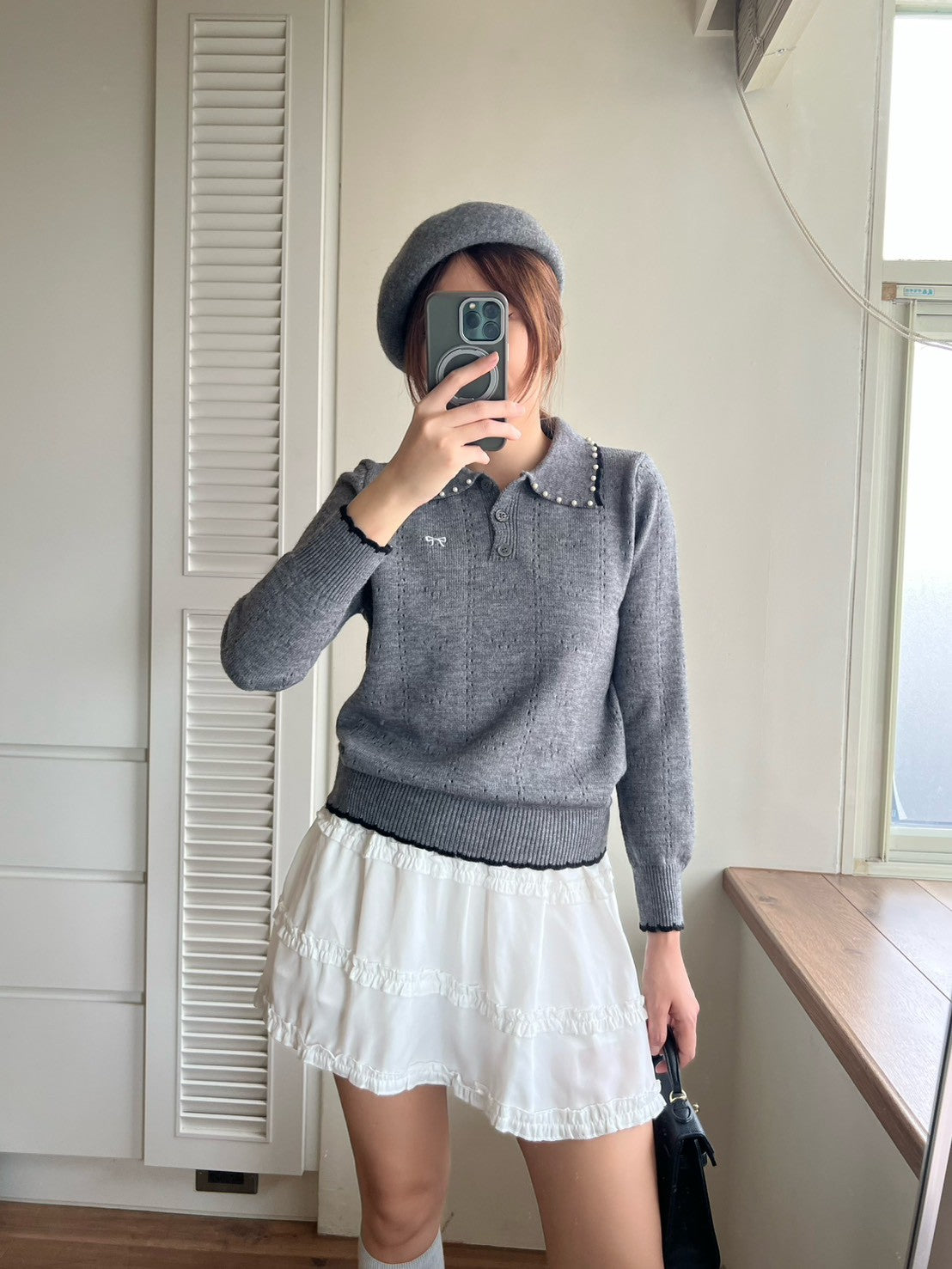 KS744 荷葉邊雪紡短褲裙