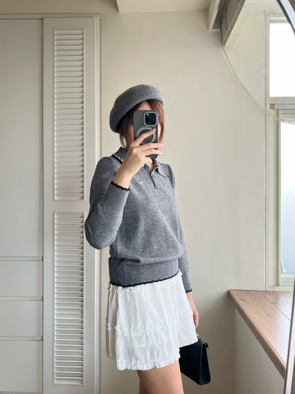 KS744 荷葉邊雪紡短褲裙