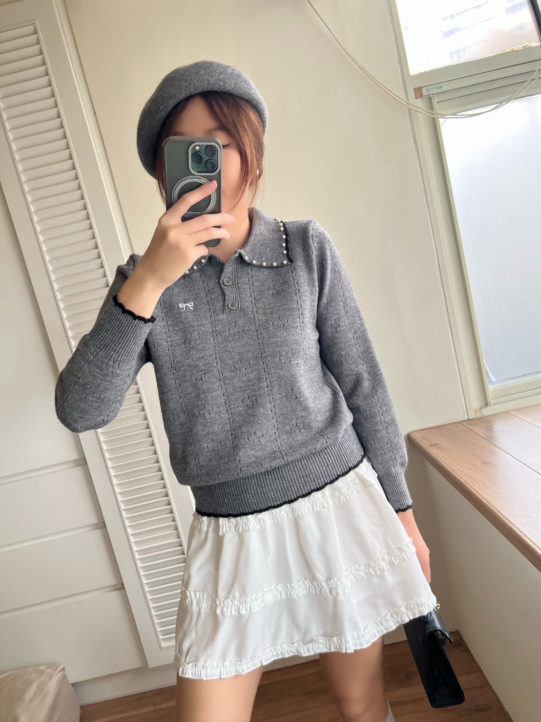 KS744 荷葉邊雪紡短褲裙