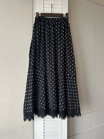 KL1047 點點蕾絲拼接傘裙