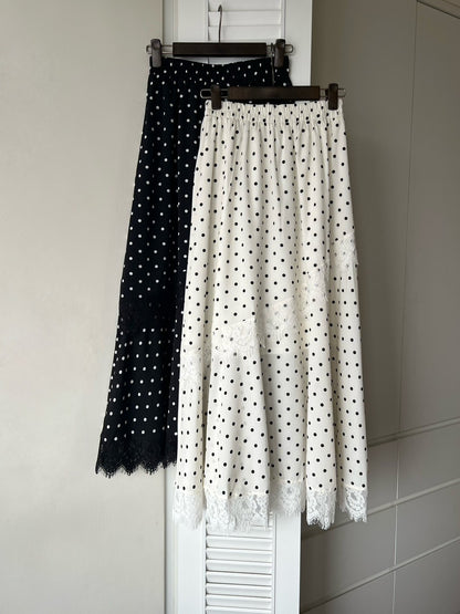 KL1047 點點蕾絲拼接傘裙