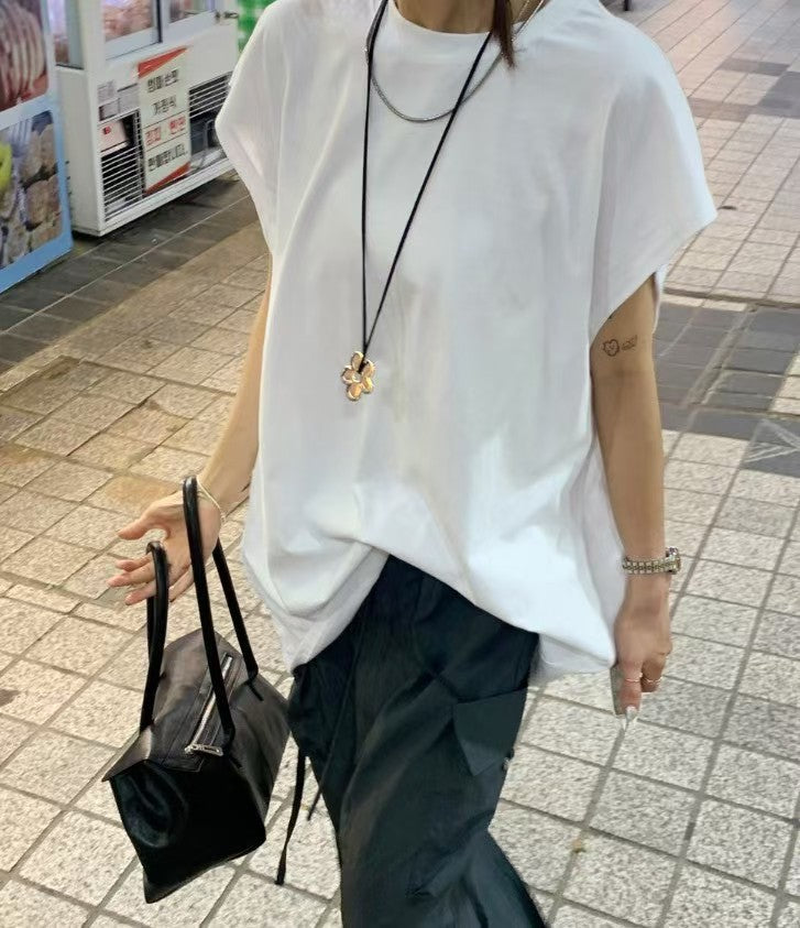 TS1766 素色包袖長版背心