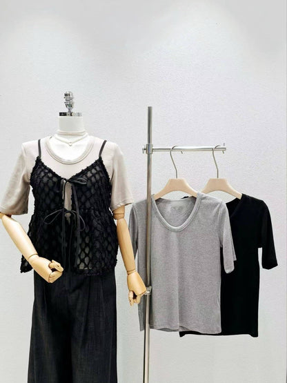 9D109 細帶圈圈背心+棉短T