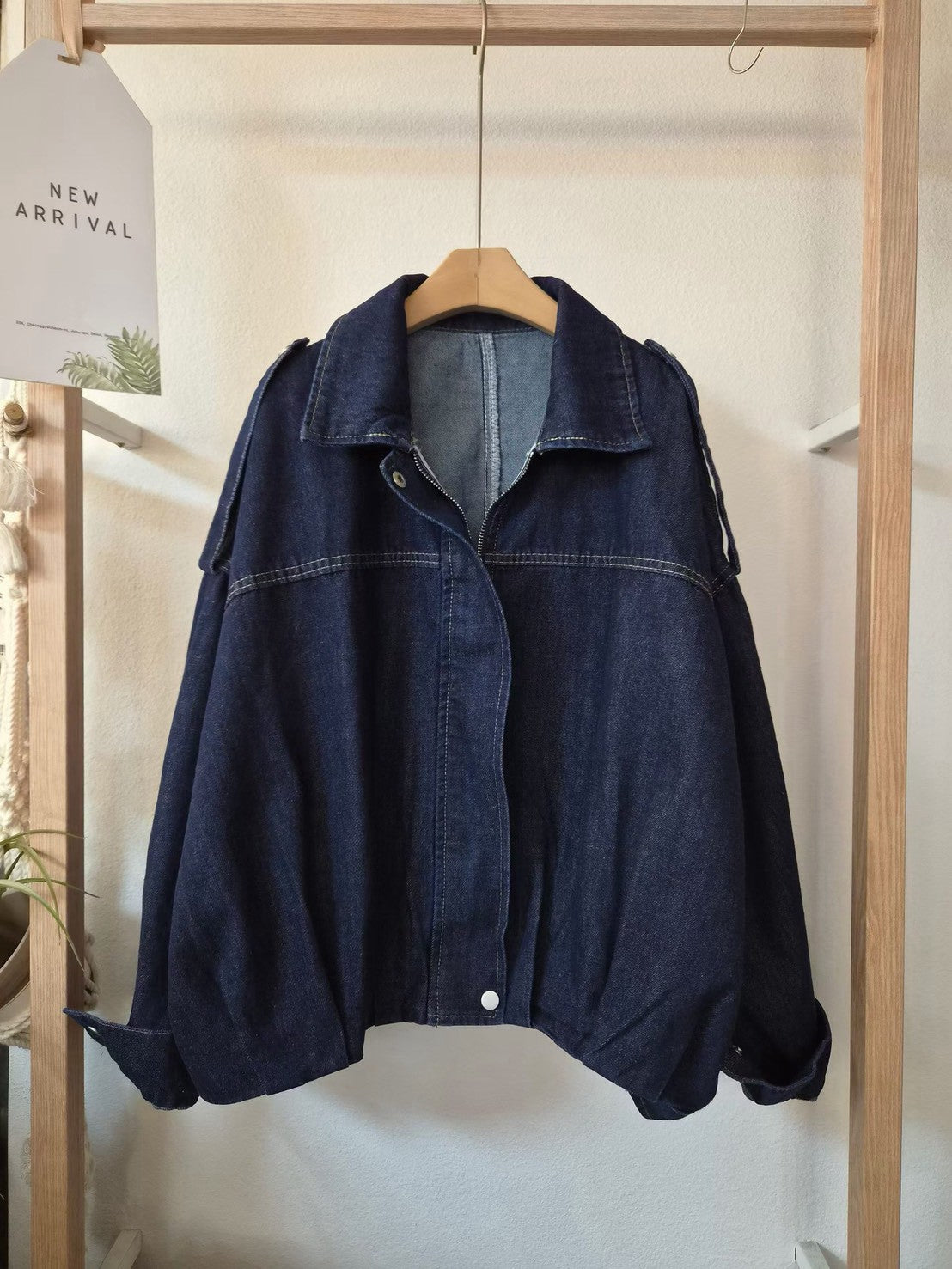 JK1007 領子秋款單寧拉鍊外套
