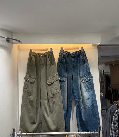 PL1001 工裝風長寬褲