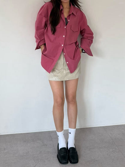 SH1002 雙口袋長版襯衫