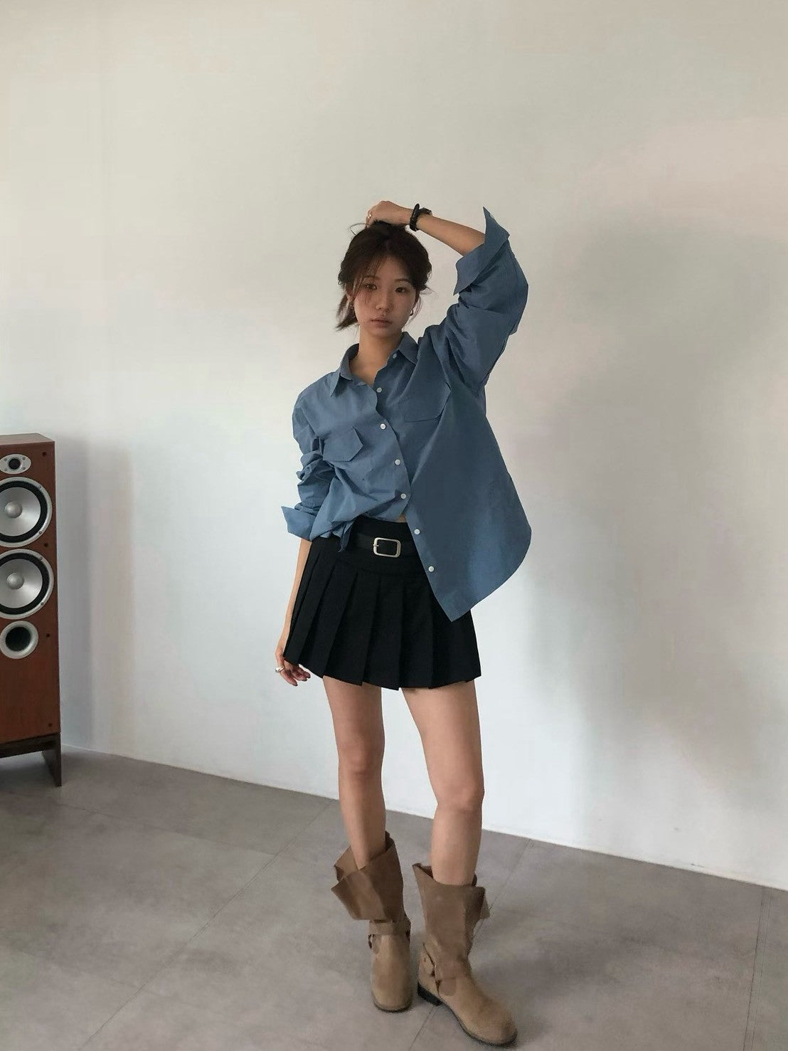 KS1004 學院風西裝百褶褲裙
