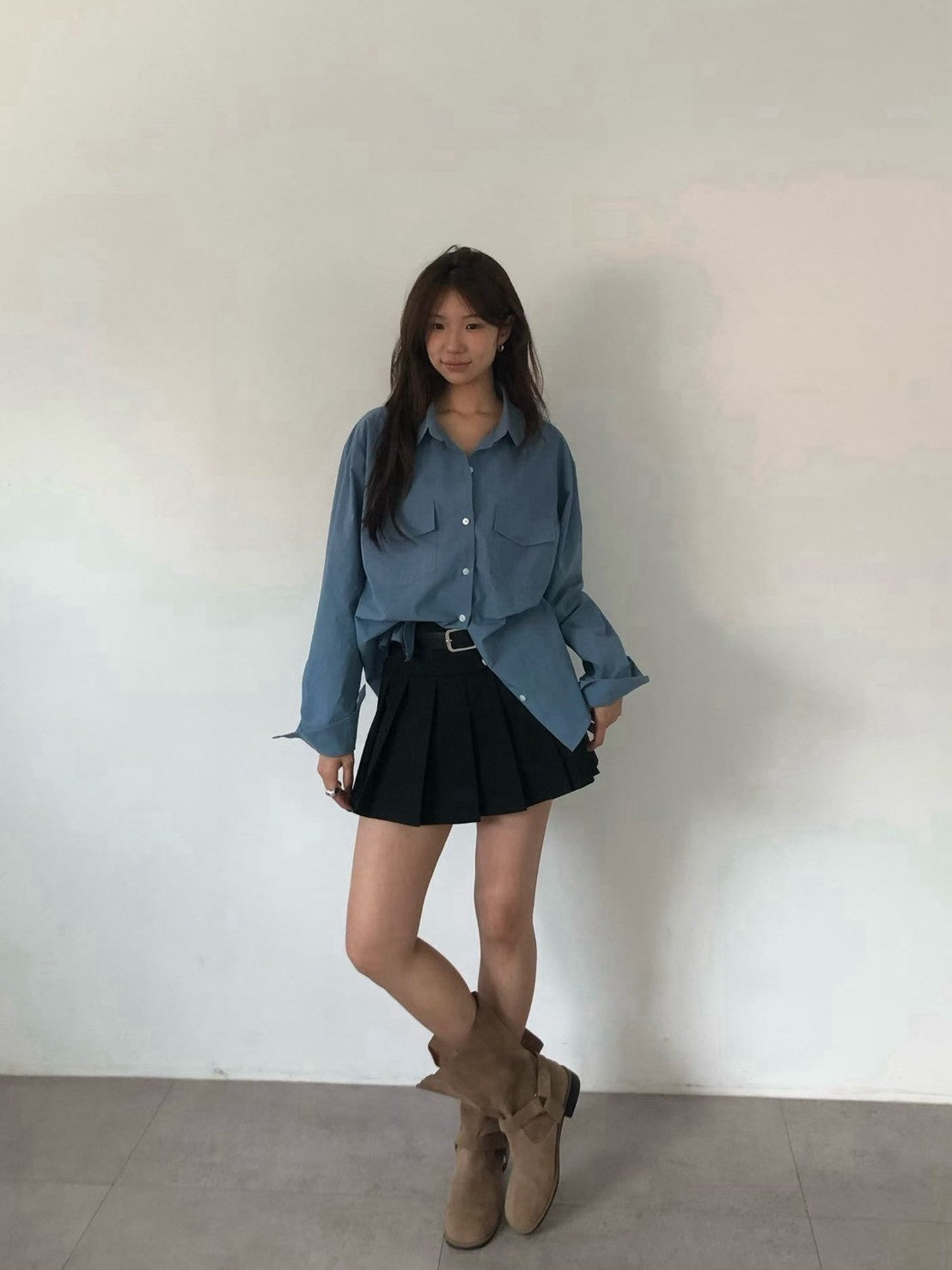 KS1004 學院風西裝百褶褲裙