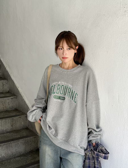 TS1011 配色字母長版大學T