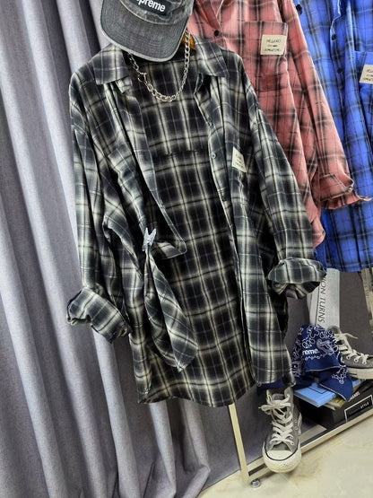 SH1001 格紋長版襯衫