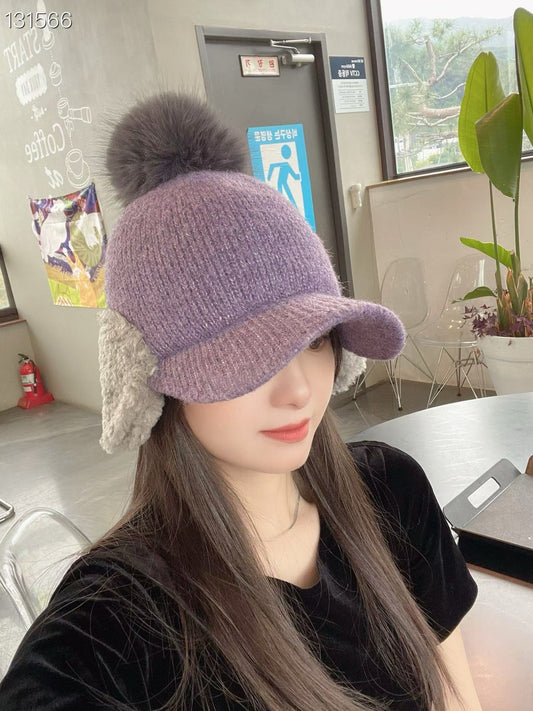 1C211 素色遮耳針織棒球帽