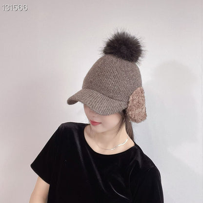 1C211 素色遮耳針織棒球帽