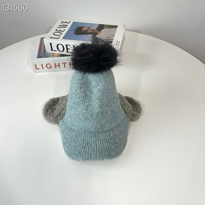 1C211 素色遮耳針織棒球帽