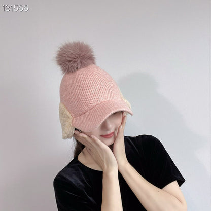 1C211 素色遮耳針織棒球帽