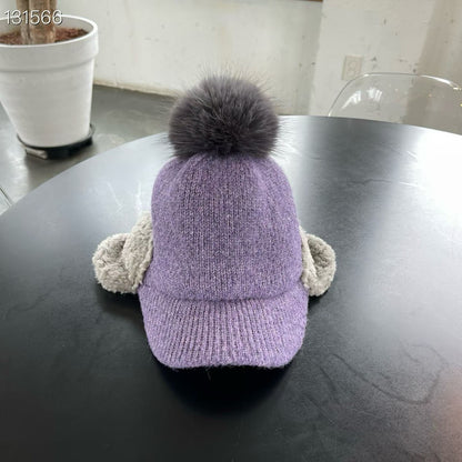 1C211 素色遮耳針織棒球帽