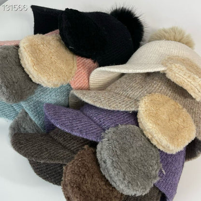 1C211 素色遮耳針織棒球帽