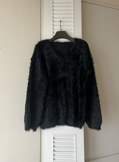 SW660 毛鬚感v領毛衣