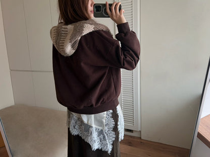 12C207 條紋披巾毛帽