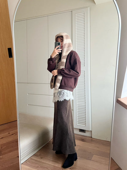 12C207 條紋披巾毛帽