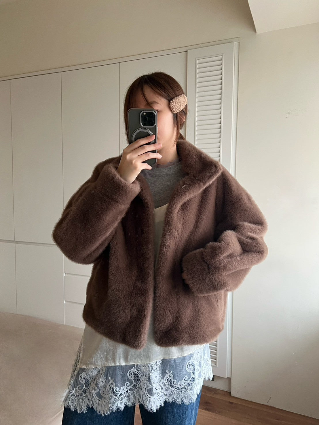 JK1879 翻領皮草外套