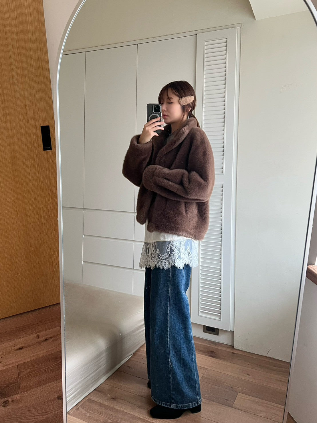 JK1879 翻領皮草外套